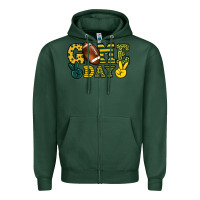 Sports Green Game day yellow and green team color Zipper Hoodie - HowdyJamesFarm