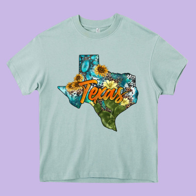 Western Texas Map Heavy Core Tee Designed By Adodesignshop