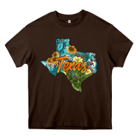 Chocolate Brown western texas map Heavy Core Tee - AdoDesignShop