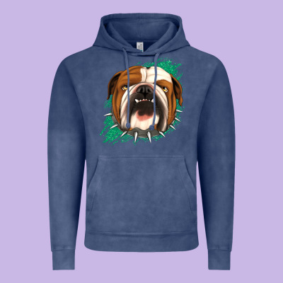 Bulldog Green Glitter Vintage Hoodie Designed By Jasminsmagicworld