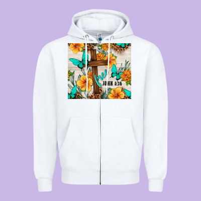 Christian Free John 8 36 Zipper Hoodie Designed By Tumblerdesignbyshophia