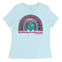 Baby Blue valentine's day rainbow let all that you do be done in love 1 corinthi Ladies Tee - AdoDesignShop