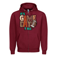 Burgundy It's game day y'all Zipper Hoodie - HowdyJamesFarm