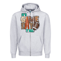 Heather Grey It's game day y'all Zipper Hoodie - HowdyJamesFarm