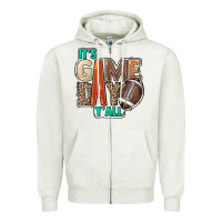 Oatmeal Heather It's game day y'all Zipper Hoodie - HowdyJamesFarm