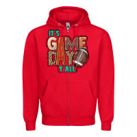 Red It's game day y'all Zipper Hoodie - HowdyJamesFarm