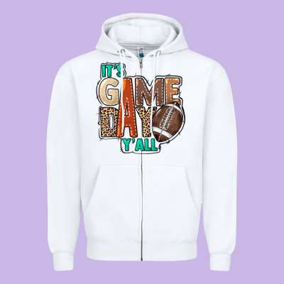 It's Game Day Y'all Zipper Hoodie Designed By Howdyjamesfarm