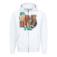 White It's game day y'all Zipper Hoodie - HowdyJamesFarm