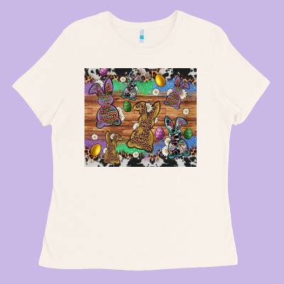 Easter Bunny Egg Cowhide Leopard Ladies Tee Designed By Artiststas