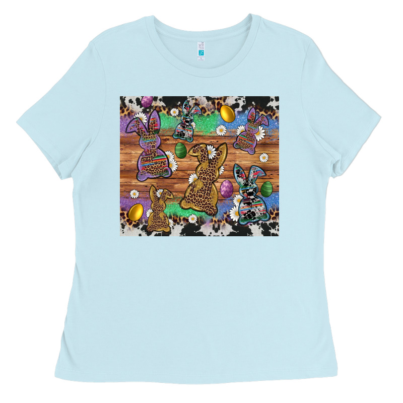 Easter Bunny Egg Cowhide Leopard Ladies Tee by Artiststas | Teevron