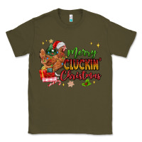 Army Green Merry Cluckin' Christmas Classic Tee - MaliasSmallBusiness