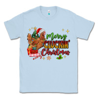 Dusty Blue Merry Cluckin' Christmas Classic Tee - MaliasSmallBusiness
