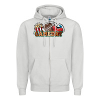 Dove Grey Game day football popcorn Zipper Hoodie - HowdyJamesFarm
