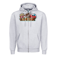 Heather Grey Game day football popcorn Zipper Hoodie - HowdyJamesFarm