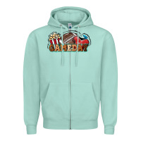 Seafoam Game day football popcorn Zipper Hoodie - HowdyJamesFarm