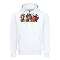White Game day football popcorn Zipper Hoodie - HowdyJamesFarm
