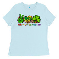 Baby Blue peace love st patty's day Ladies Tee - Artiststas