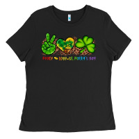 Black peace love st patty's day Ladies Tee - Artiststas