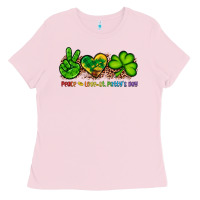 Bubblegum Pink peace love st patty's day Ladies Tee - Artiststas