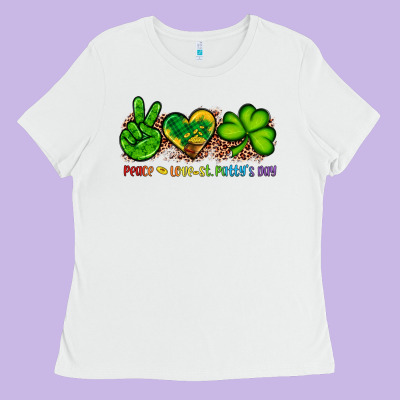 Peace Love St Patty's Day Ladies Tee Designed By Artiststas
