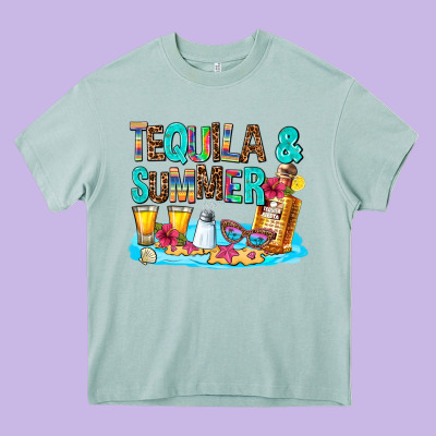 Tequila And Summmer Heavy Core Tee Designed By Adodesignshop