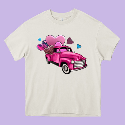 Truck With Hearts Heavy Core Tee Designed By Adodesignshop