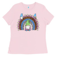 Bubblegum Pink easter gnome rainbow Ladies Tee - Artiststas