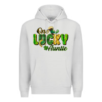 Dove Grey One Lucky Auntie St. Patrick's Day Premium Hoodie - CowGirlArtShop