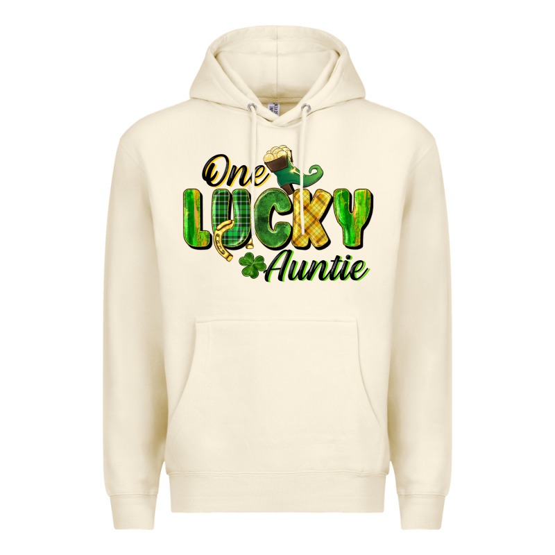 One Lucky Auntie St. Patrick's Day Premium Hoodie by CowGirlArtShop | Teevron