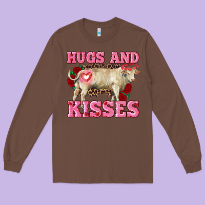Hugs And Kisses Charolais Bull Long Sleeve Tee Designed By Ranaportraitstore
