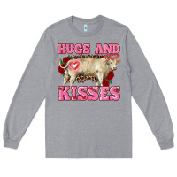Heather Grey hugs and kisses charolais bull Long Sleeve Tee - RanaPortraitStore