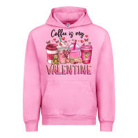 Fuchsia Pink Coffee Is MY Valentine Urban Hoodie - CowhideDigitalArt