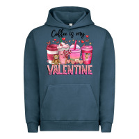 Pigment Midnight Navy Coffee Is MY Valentine Urban Hoodie - CowhideDigitalArt
