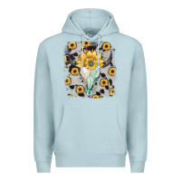 Blue Mist cowhide sunflower gemstone bull skull Premium Hoodie - JahusDesignShop