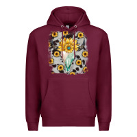 Burgundy cowhide sunflower gemstone bull skull Premium Hoodie - JahusDesignShop