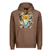 Chestnut cowhide sunflower gemstone bull skull Premium Hoodie - JahusDesignShop