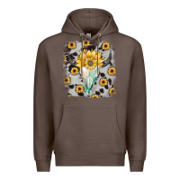 Coffee cowhide sunflower gemstone bull skull Premium Hoodie - JahusDesignShop
