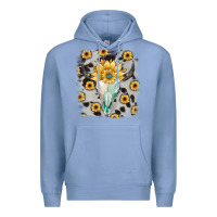 Colony Blue cowhide sunflower gemstone bull skull Premium Hoodie - JahusDesignShop