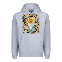 Heather Grey cowhide sunflower gemstone bull skull Premium Hoodie - JahusDesignShop