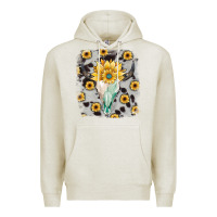 Oatmeal Heather cowhide sunflower gemstone bull skull Premium Hoodie - JahusDesignShop