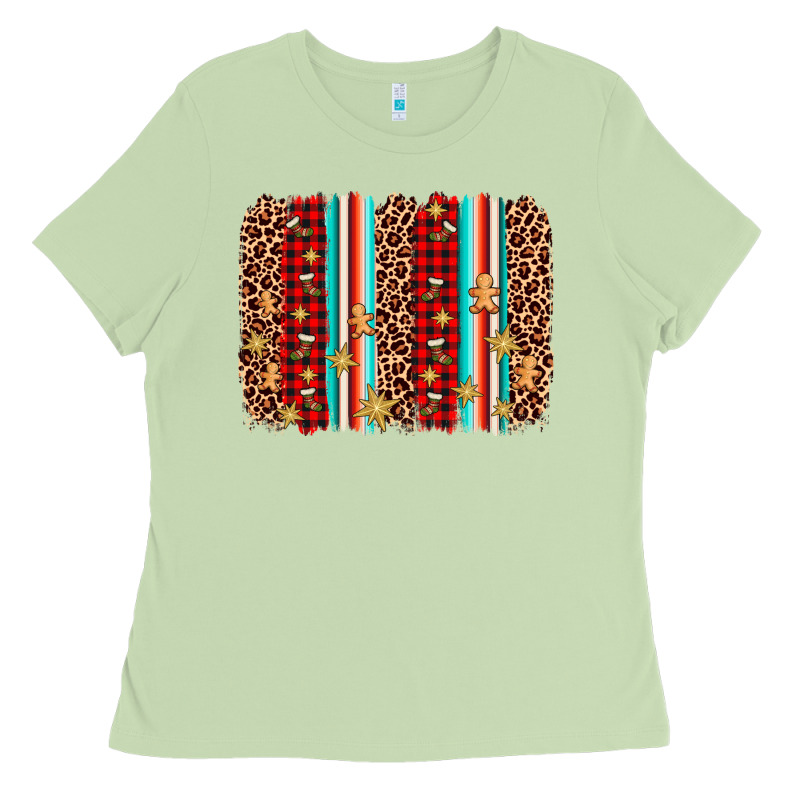 Christmas Socks Cookie Leopard Brushstroke Ladies Tee by AdoDesignShop | Teevron