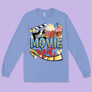 Movie Night Long Sleeve Tee Designed By Artiststas