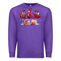 Purple valentine's day wine glasses Premium Sweatshirt - OliviaCreatesArt