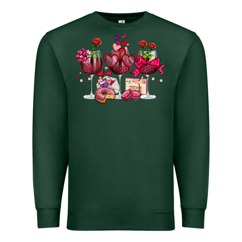 Valentine's Day Wine Glasses Premium Sweatshirt by OliviaCreatesArt | Teevron