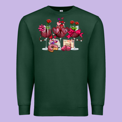 Valentine's Day Wine Glasses Premium Sweatshirt Designed By Oliviacreatesart