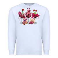 White valentine's day wine glasses Premium Sweatshirt - OliviaCreatesArt