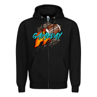 Black Game day leopard fire and ball Zipper Hoodie - HowdyJamesFarm