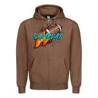 Chestnut Game day leopard fire and ball Zipper Hoodie - HowdyJamesFarm