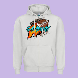 Game Day Leopard Fire And Ball Zipper Hoodie Designed By Howdyjamesfarm