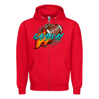Red Game day leopard fire and ball Zipper Hoodie - HowdyJamesFarm